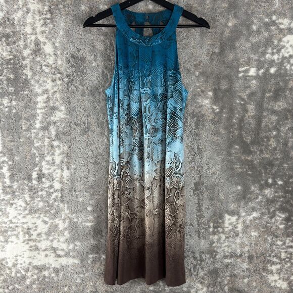 NEW White House Black Market Size M Snakeskin Print Ombre Cutout Back Dress Blue - Picture 1 of 9